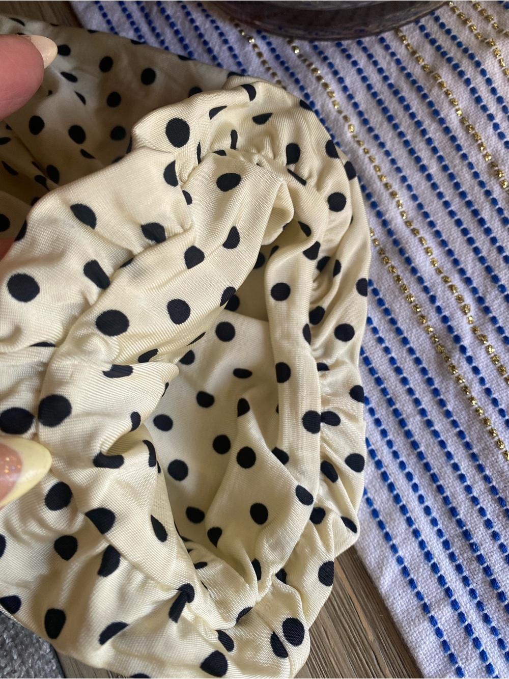 Sandro Racine smocked Polka Dot Beige Black Mock Neck Puff Sleeve Blouse size 4 - Picture 15 of 16